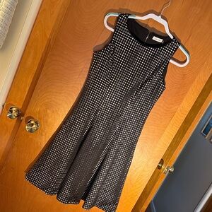 Calvin Klein Black and White Patterned Midi Dress